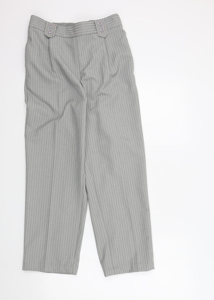 BM Womens Grey Striped Trousers Size 12 L25 in
