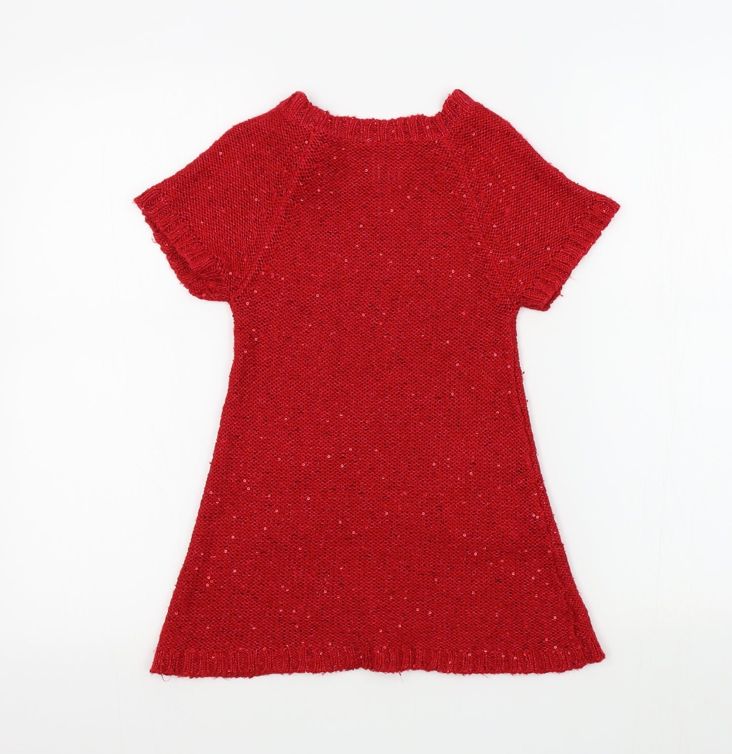 E-vie Girls Red Colourblock  Jumper Dress  Size 6-7 Years  - sparkle detail