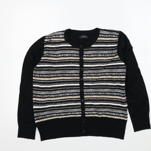Papaya Womens Black Geometric  Cardigan Jumper Size 14