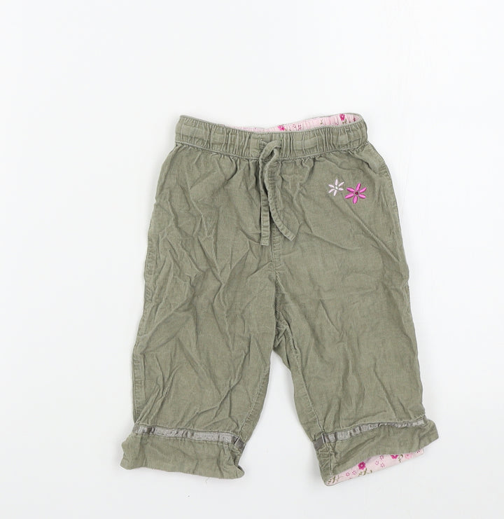 H&S Girls Green Colourblock  Jogger Trousers Size 6-9 Months
