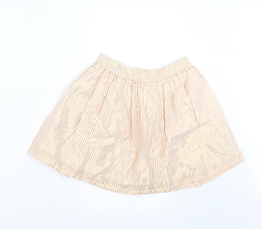 Front view of Next girls’ gold striped a-line skirt, size 7, years