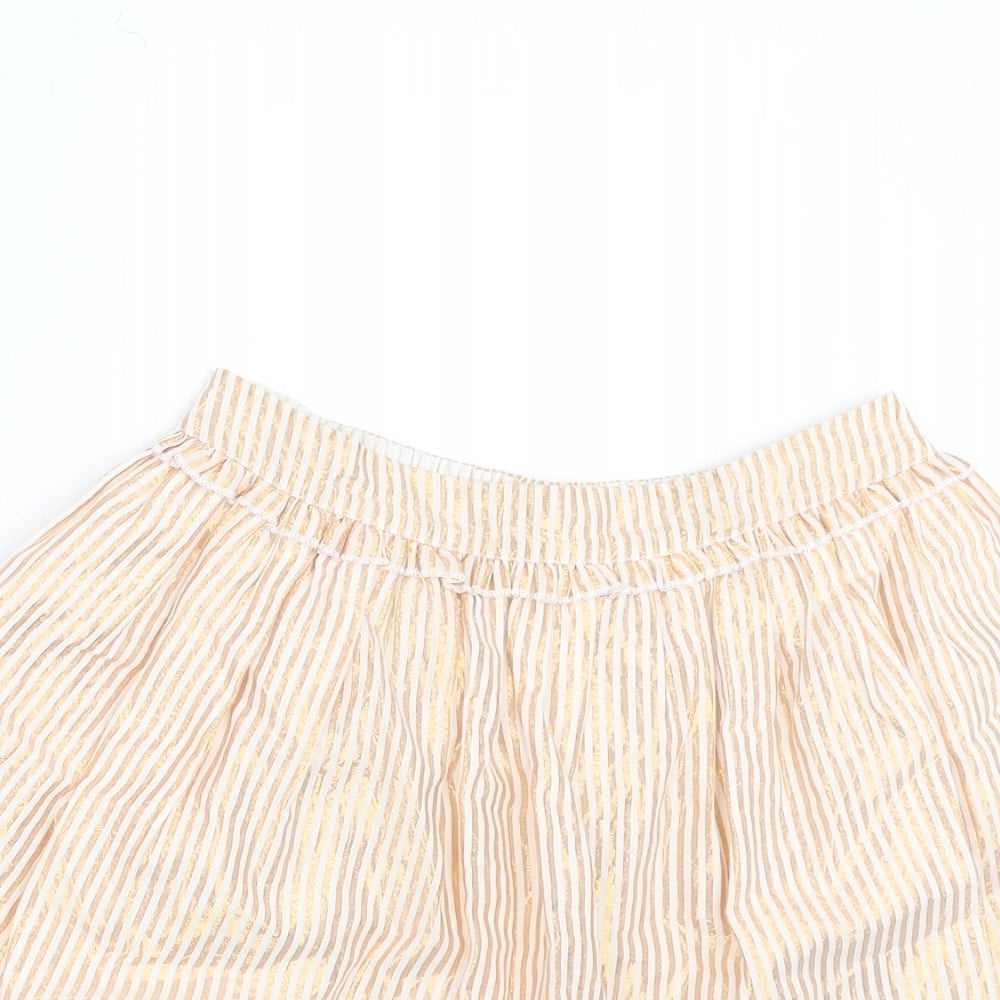 NEXT Girls Gold Striped  A-Line Skirt Size 7 Years