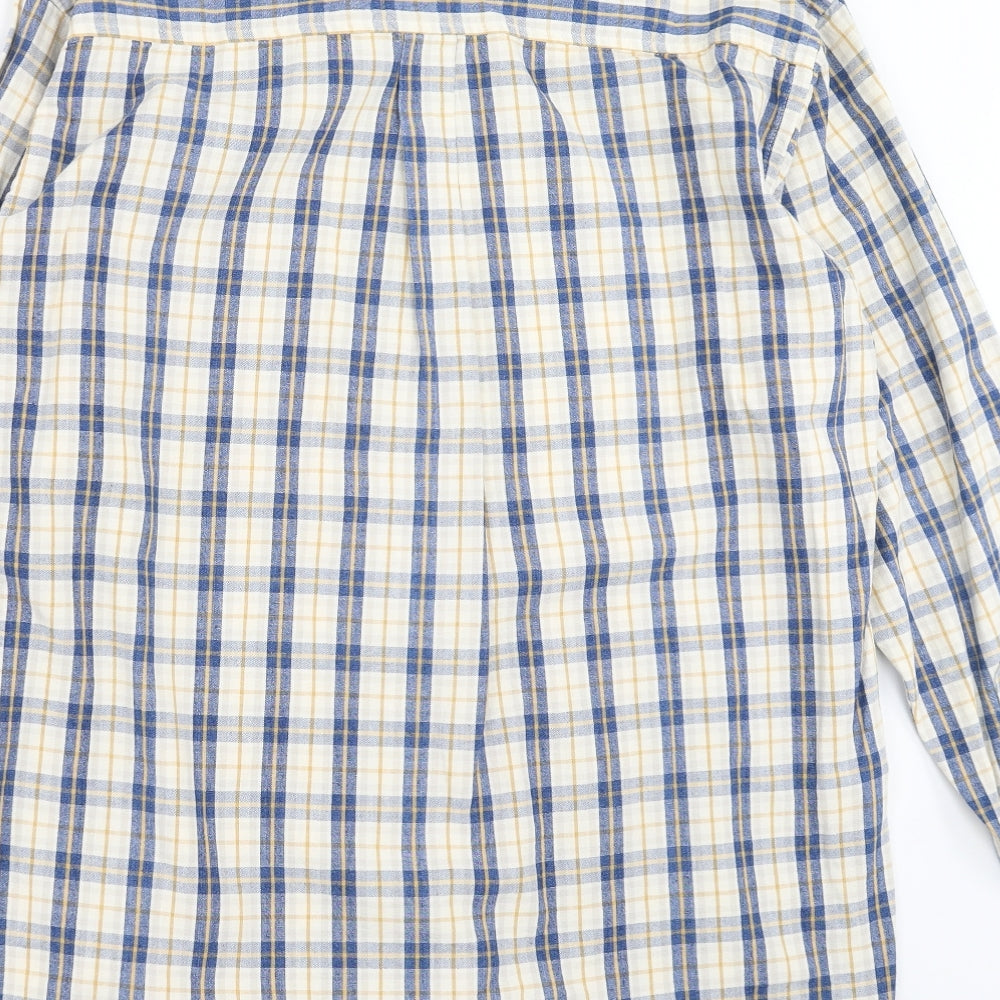 Marks and Spencer Mens Blue Plaid   Button-Up Size M