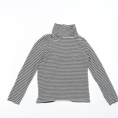 TU Girls Black Striped  Basic T-Shirt Size 10 Years