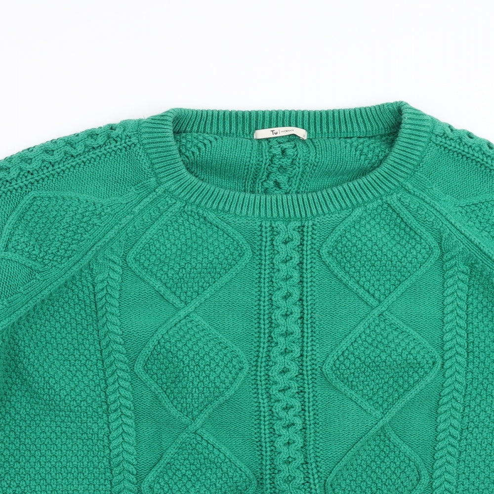 TU Womens Green Geometric Knit Pullover Jumper Size 20