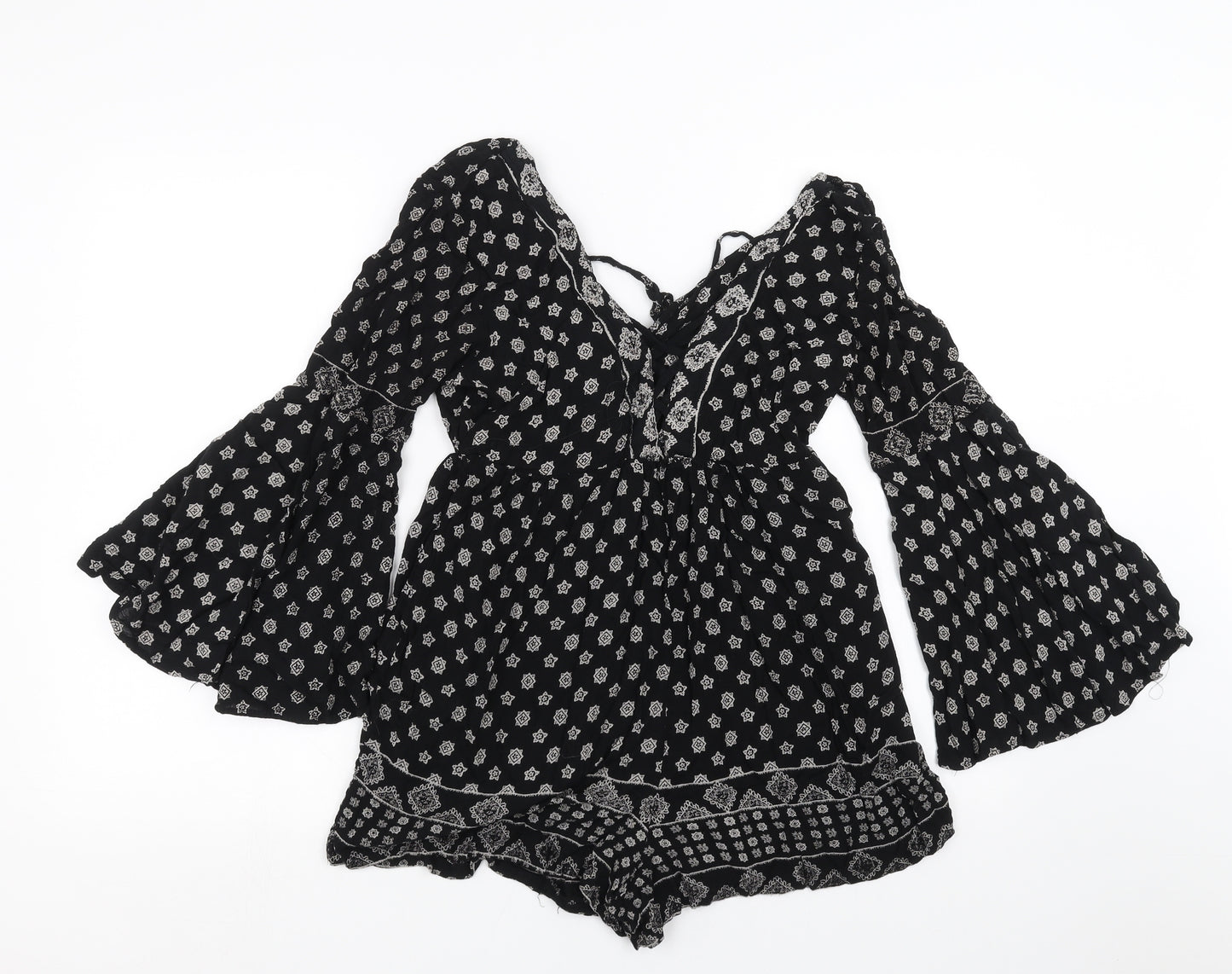 Preworn Womens Black Geometric  Playsuit One-Piece Size M