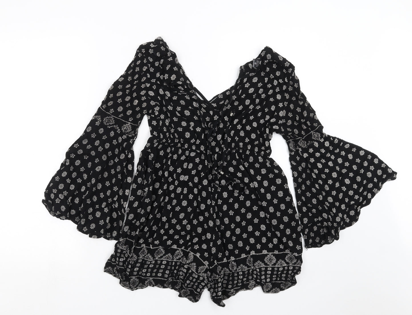 Preworn Womens Black Geometric  Playsuit One-Piece Size M