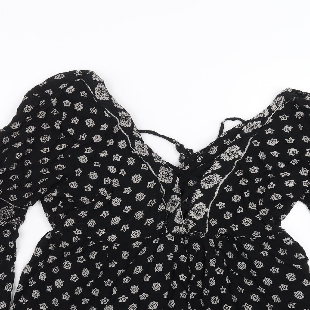 Preworn Womens Black Geometric  Playsuit One-Piece Size M