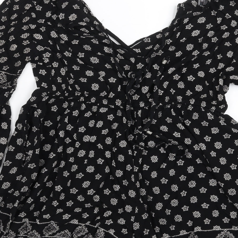 Preworn Womens Black Geometric  Playsuit One-Piece Size M