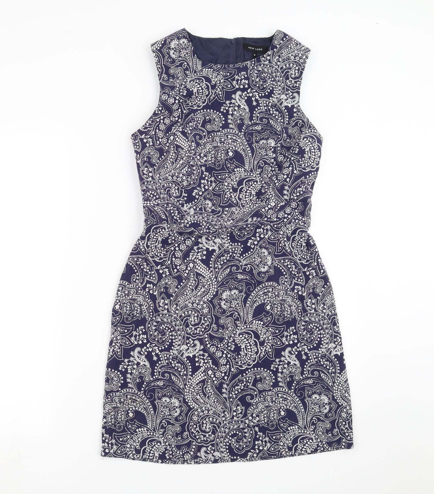 New Look Womens Blue Paisley  Sheath  Size 8