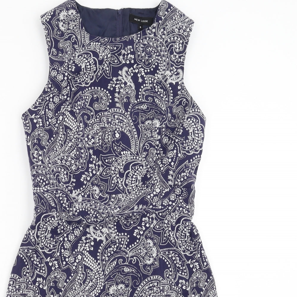 New Look Womens Blue Paisley  Sheath  Size 8