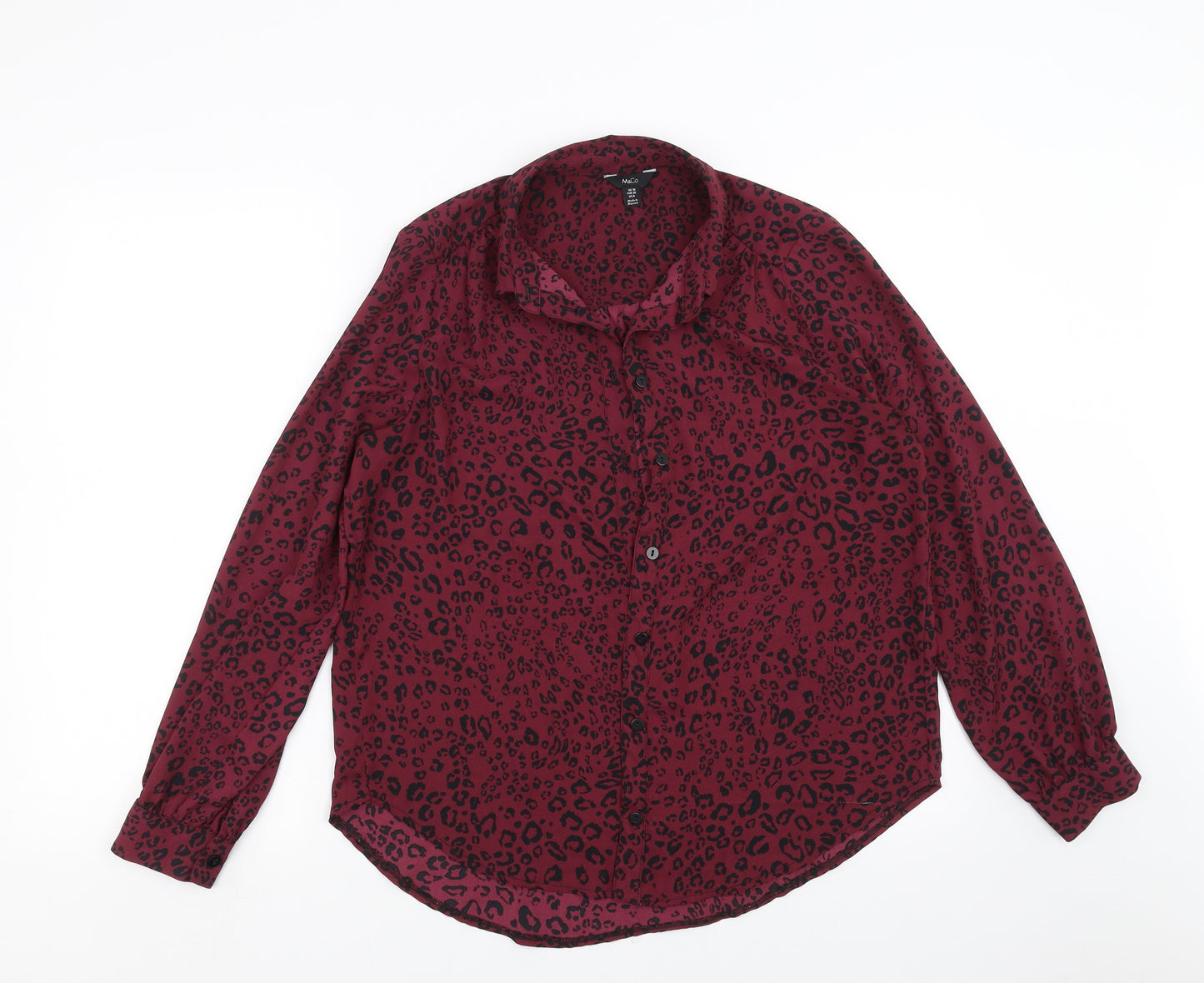 M&Co Womens Purple Geometric  Basic Blouse Size 10  - burgundy