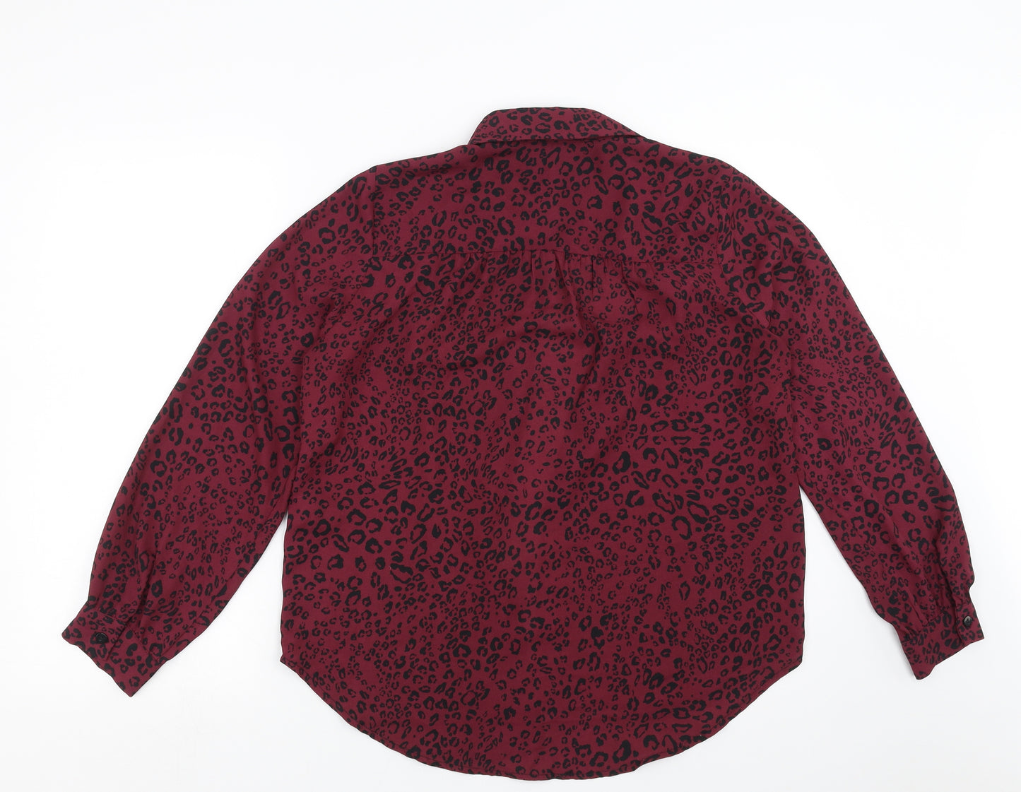 M&Co Womens Purple Geometric  Basic Blouse Size 10  - burgundy