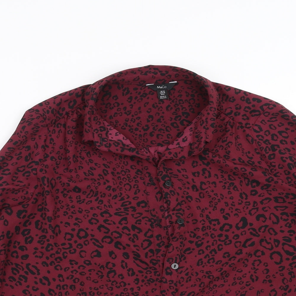M&Co Womens Purple Geometric  Basic Blouse Size 10  - burgundy