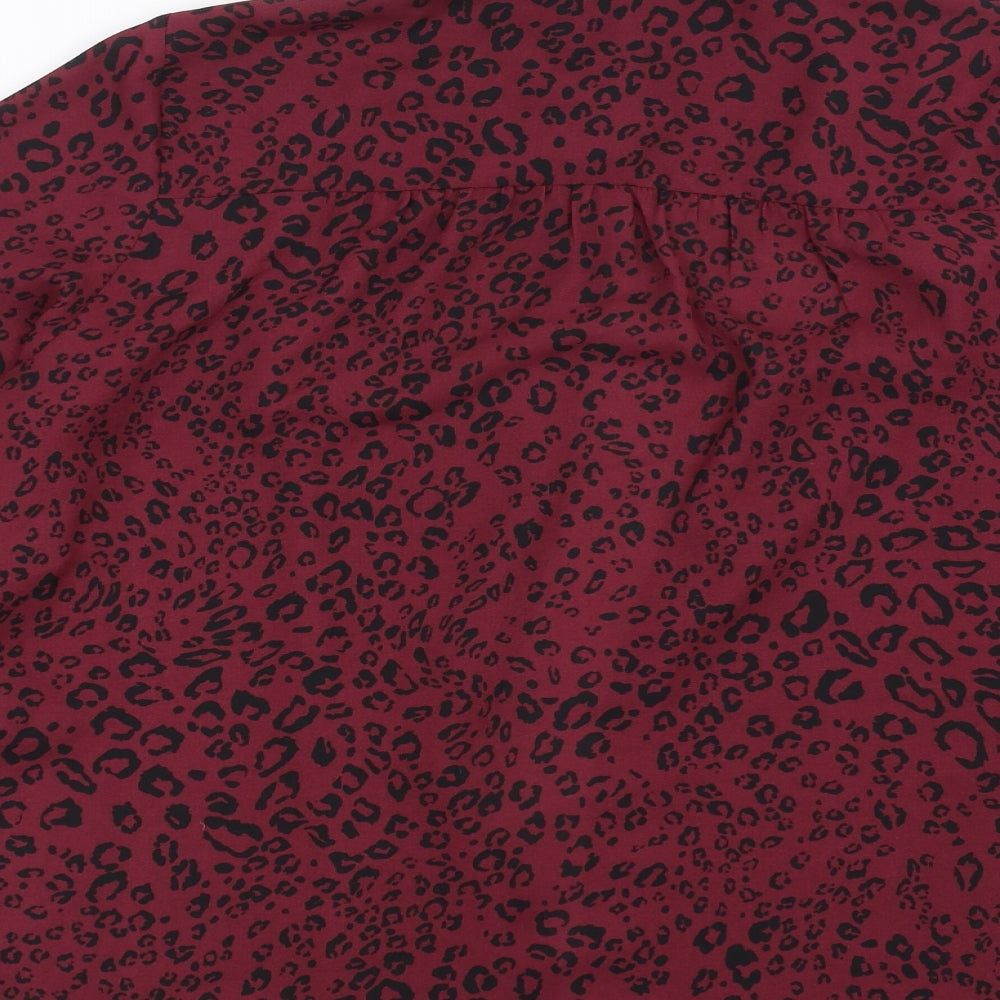M&Co Womens Purple Geometric  Basic Blouse Size 10  - burgundy