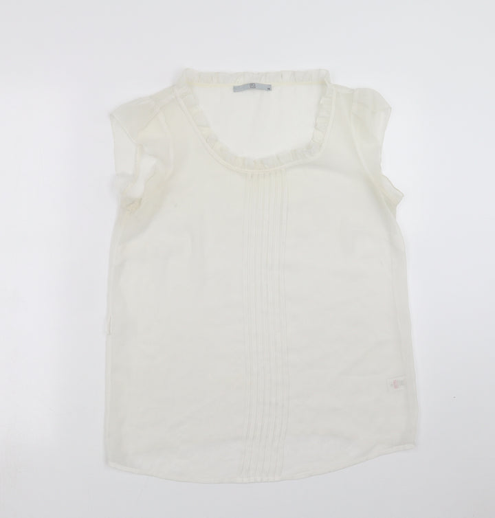 TU Womens Ivory Basic Blouse Size 10 - sheer
