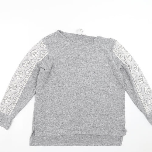 Flora Nikrooz Womens Grey   Pullover Jumper Size M  - Lace Sleeve detail