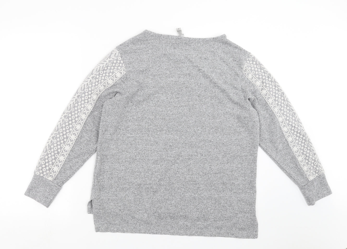 Flora Nikrooz Womens Grey   Pullover Jumper Size M  - Lace Sleeve detail