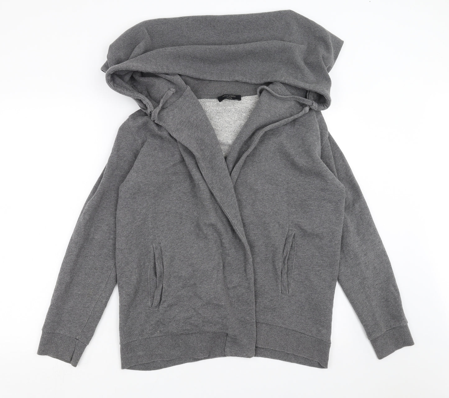 AllSaints Womens Grey   Cardigan Hoodie Size M