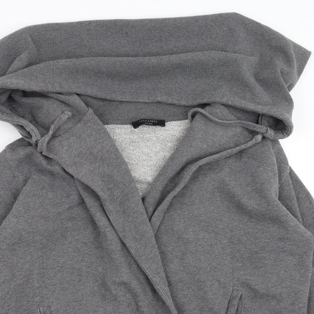 AllSaints Womens Grey   Cardigan Hoodie Size M