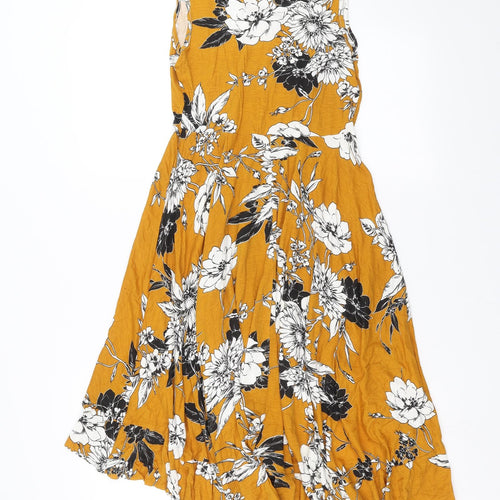 Select Womens Yellow Floral  Fit & Flare  Size 10