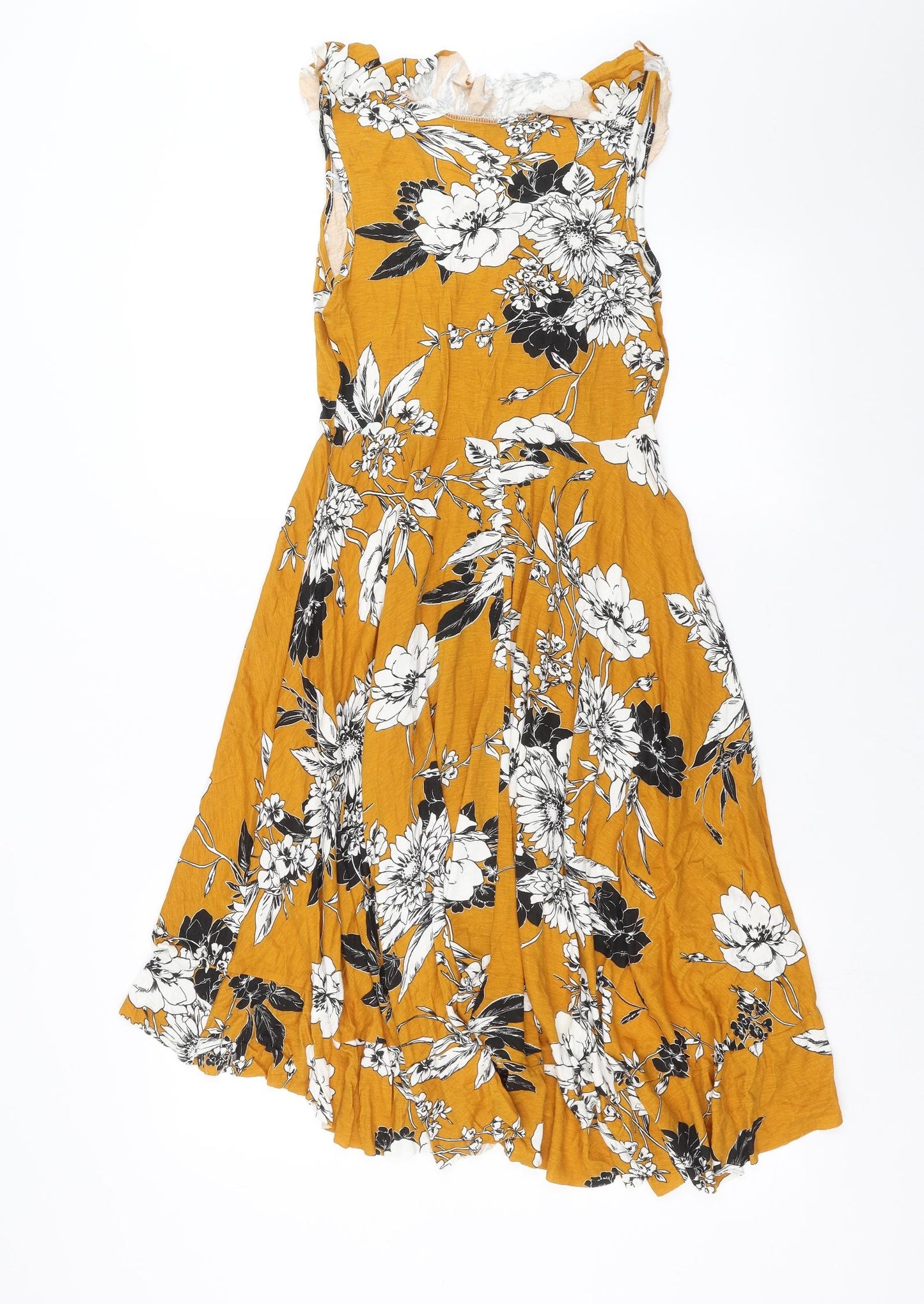 Select Womens Yellow Floral  Fit & Flare  Size 10