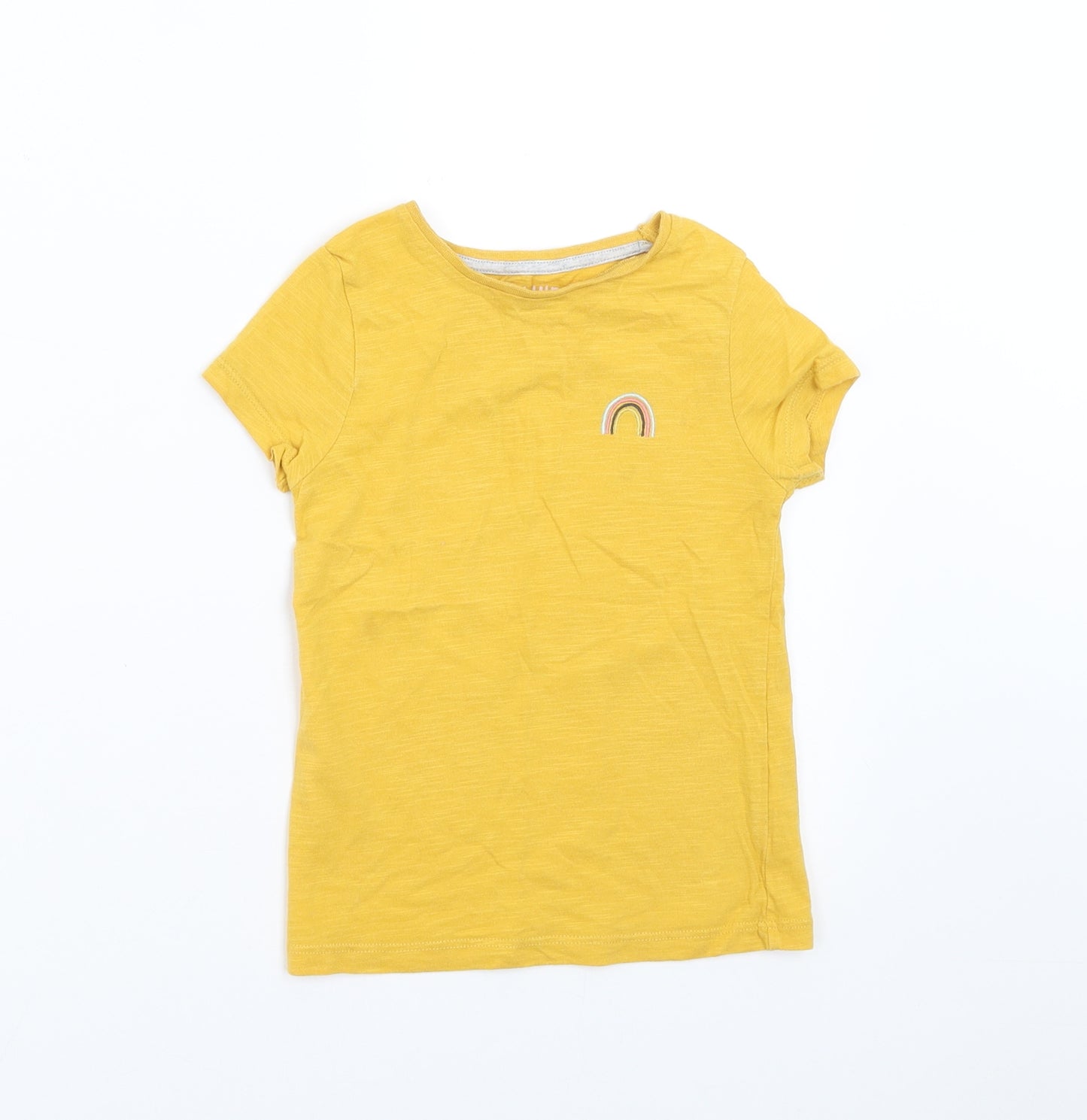 F&F Girls Yellow   Basic T-Shirt Size 2-3 Years  - rainbow