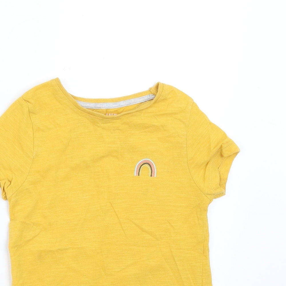 F&F Girls Yellow   Basic T-Shirt Size 2-3 Years  - rainbow