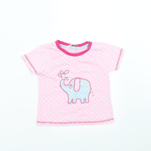 Animal Crazy Girls Pink Polka Dot  Basic T-Shirt Size 2-3 Years  - Elephant