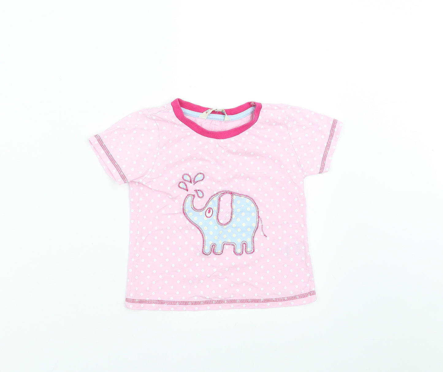 Animal Crazy Girls Pink Polka Dot  Basic T-Shirt Size 2-3 Years  - Elephant