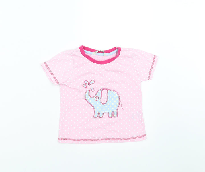 Animal Crazy Girls Pink Polka Dot  Basic T-Shirt Size 2-3 Years  - Elephant