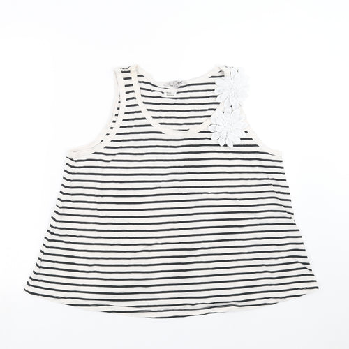 Nutmeg Womens Black Striped  Basic Tank Size 16  - floral detail