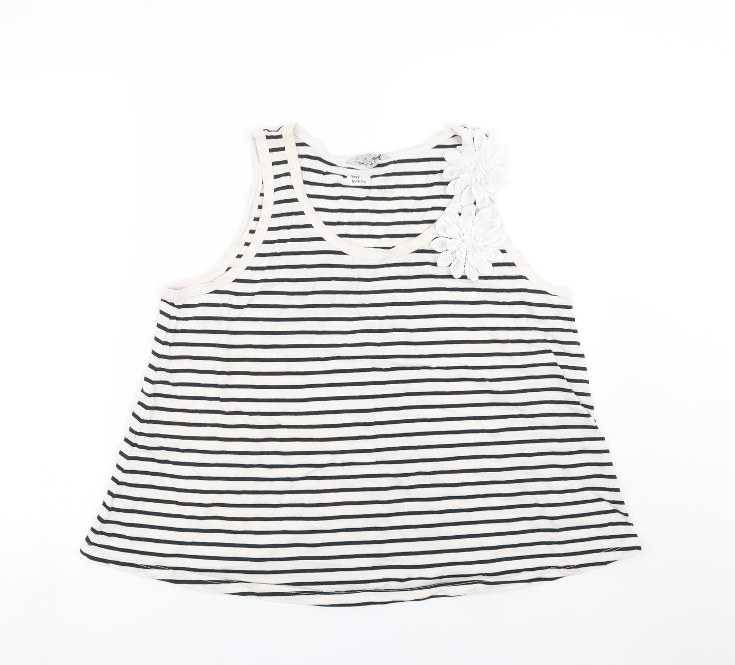 Nutmeg Womens Black Striped  Basic Tank Size 16  - floral detail