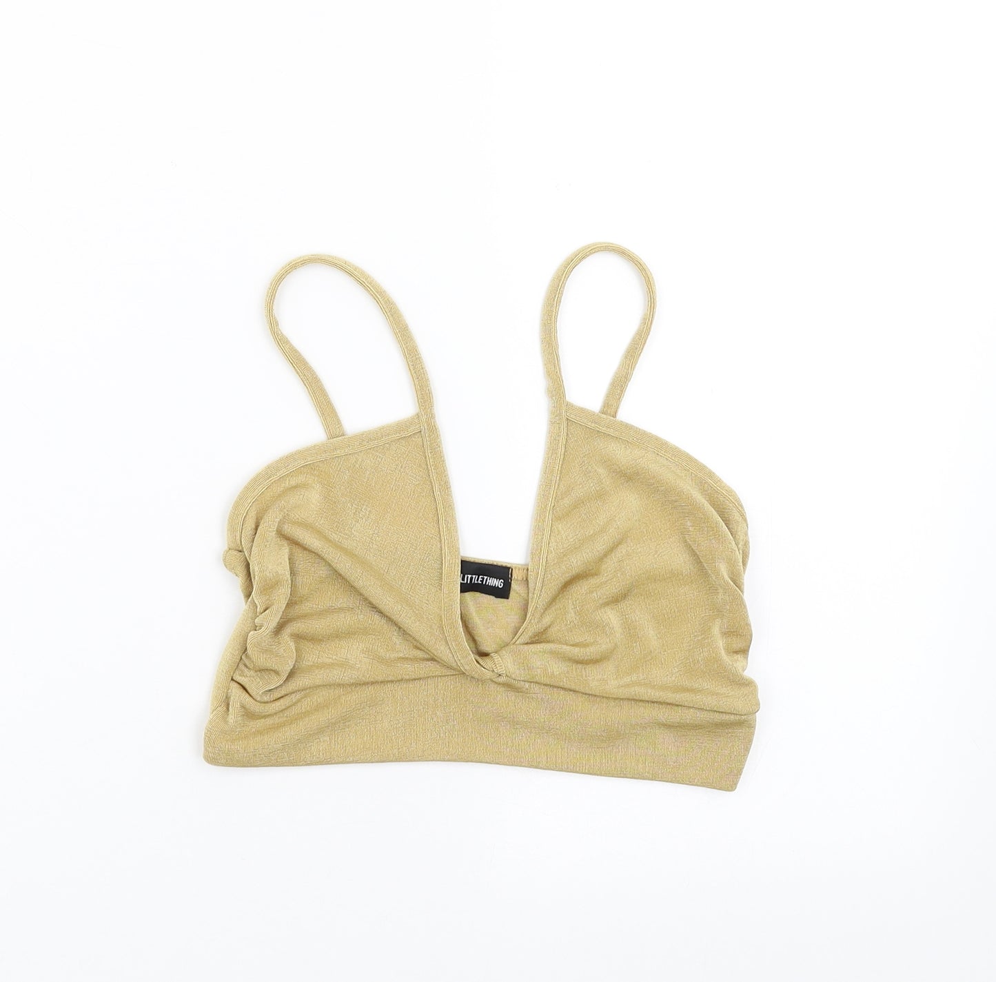 PRETTYLITTLETHING Womens Gold   Camisole Blouse Size 10  - cropped bra top