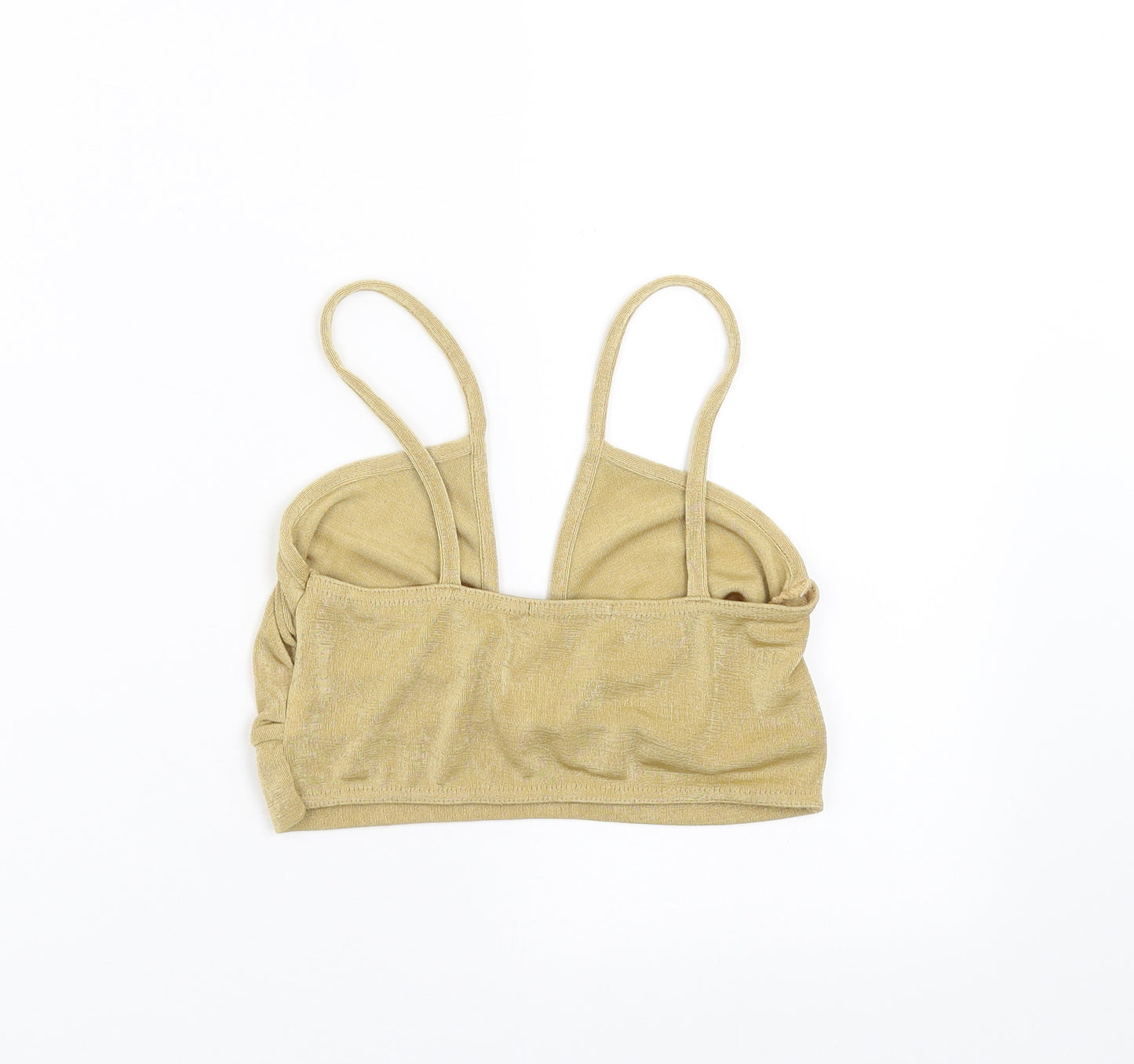 PRETTYLITTLETHING Womens Gold   Camisole Blouse Size 10  - cropped bra top
