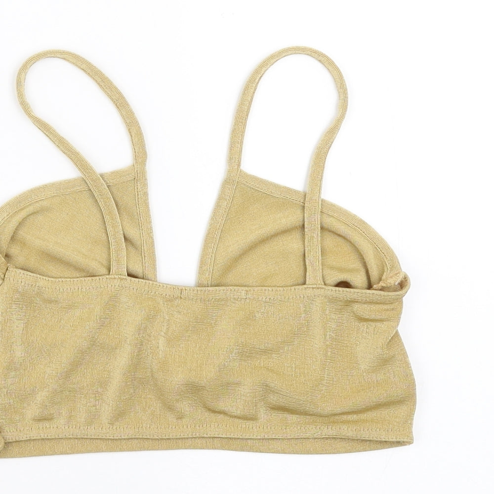 PRETTYLITTLETHING Womens Gold   Camisole Blouse Size 10  - cropped bra top