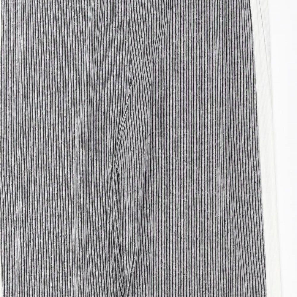PRETTYLITTLETHING Womens Grey Striped Knit Jogger Trousers Size 10 L30 in
