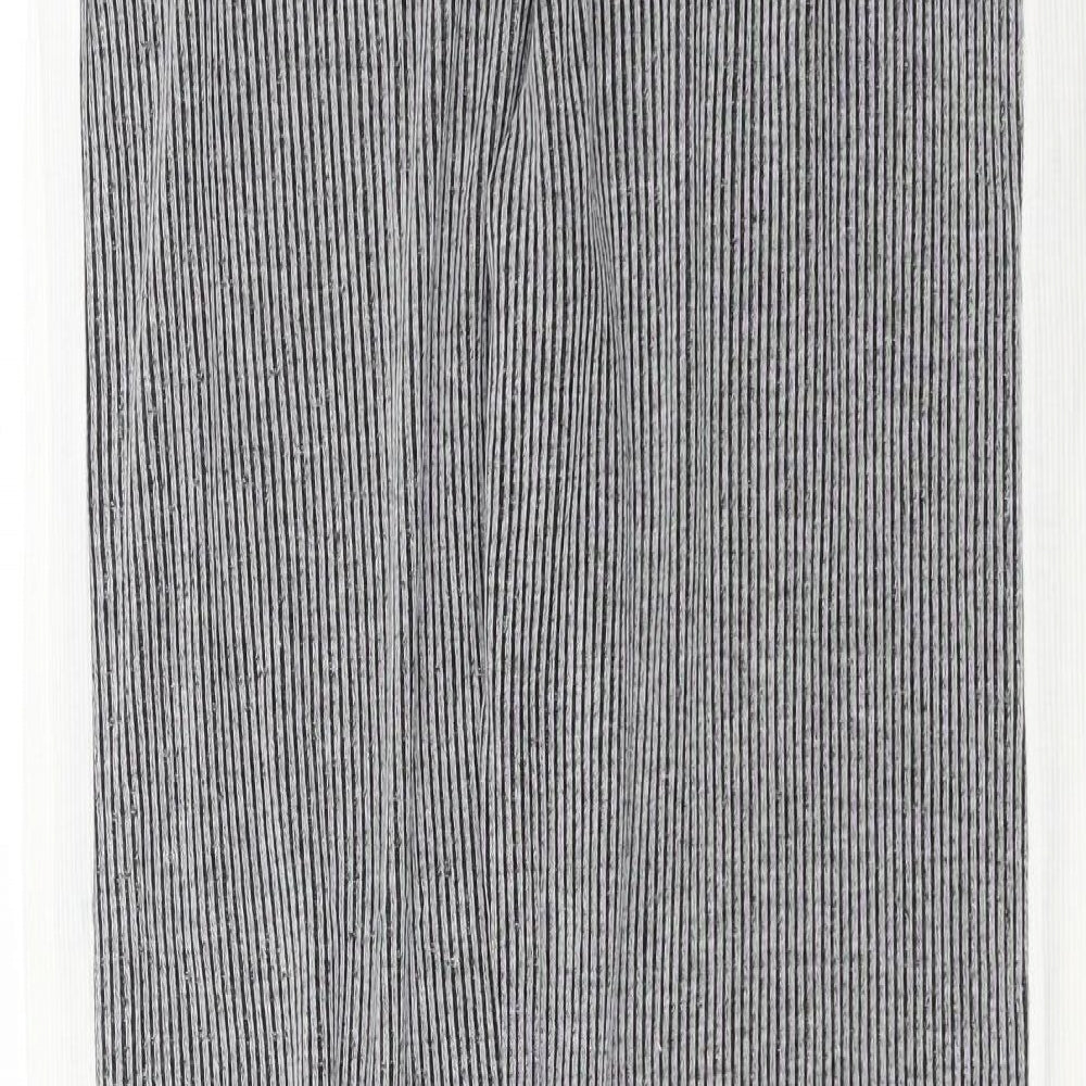 PRETTYLITTLETHING Womens Grey Striped Knit Jogger Trousers Size 10 L30 in
