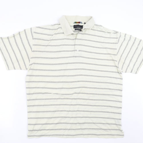Greg Norman Mens Beige Striped   Polo Size L