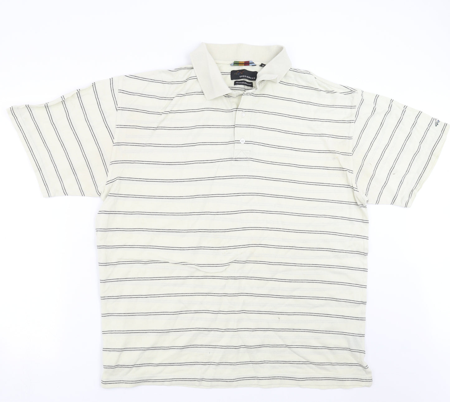Greg Norman Mens Beige Striped   Polo Size L