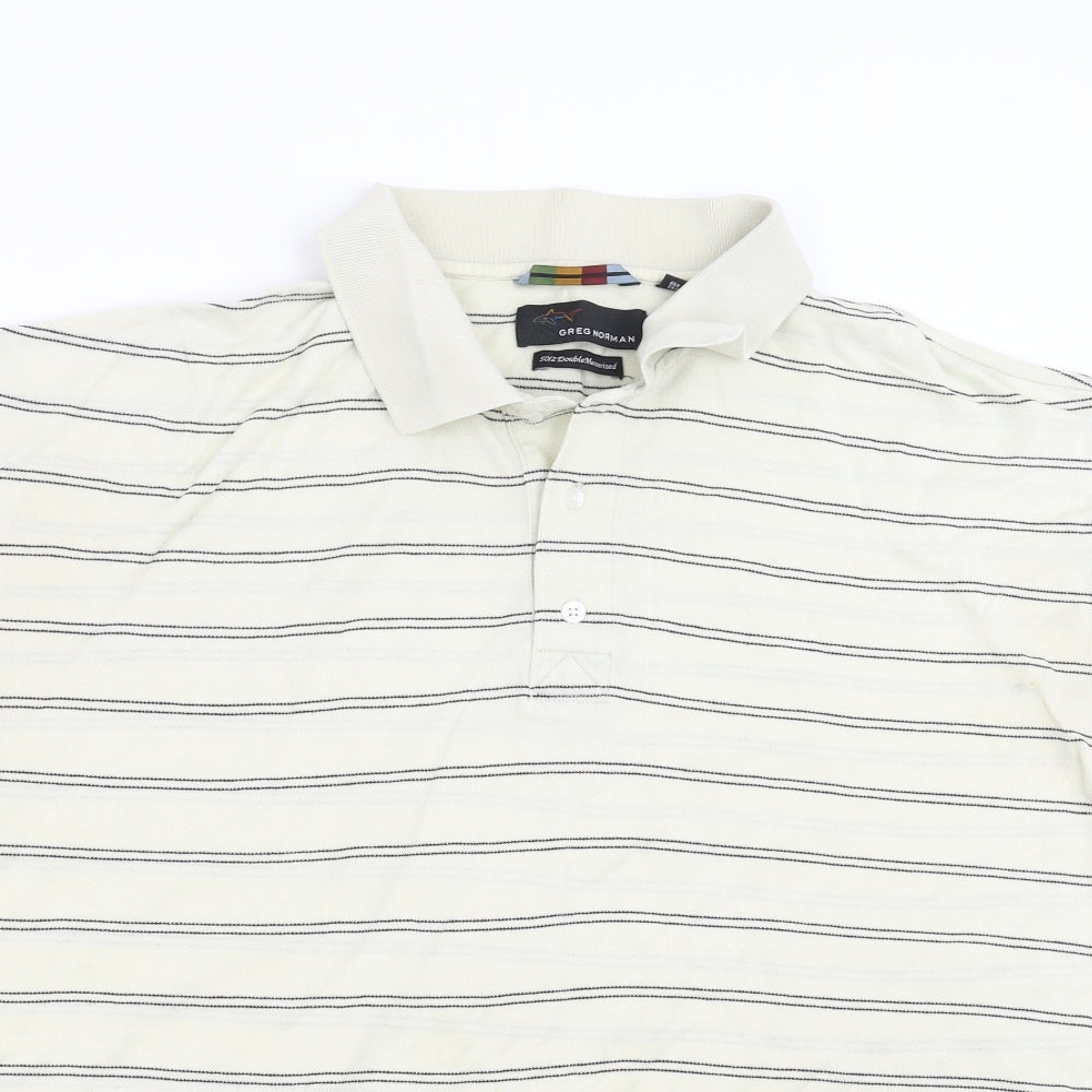 Greg Norman Mens Beige Striped   Polo Size L