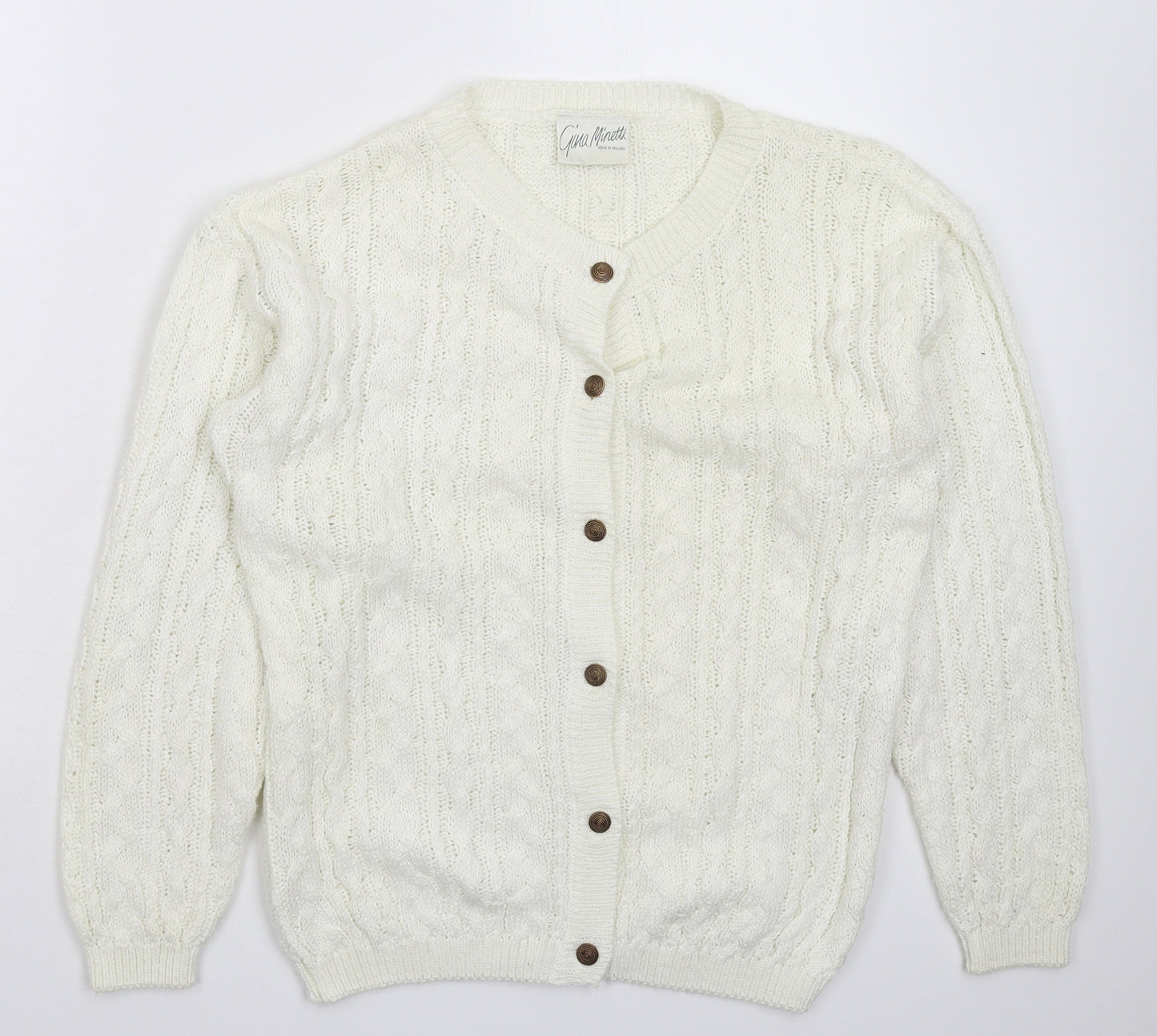 Gina Minetti Womens White  Knit Cardigan Jumper Size M