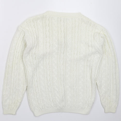 Gina Minetti Womens White  Knit Cardigan Jumper Size M