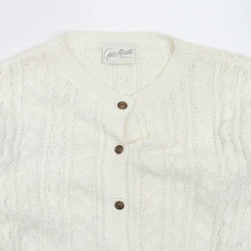 Gina Minetti Womens White  Knit Cardigan Jumper Size M