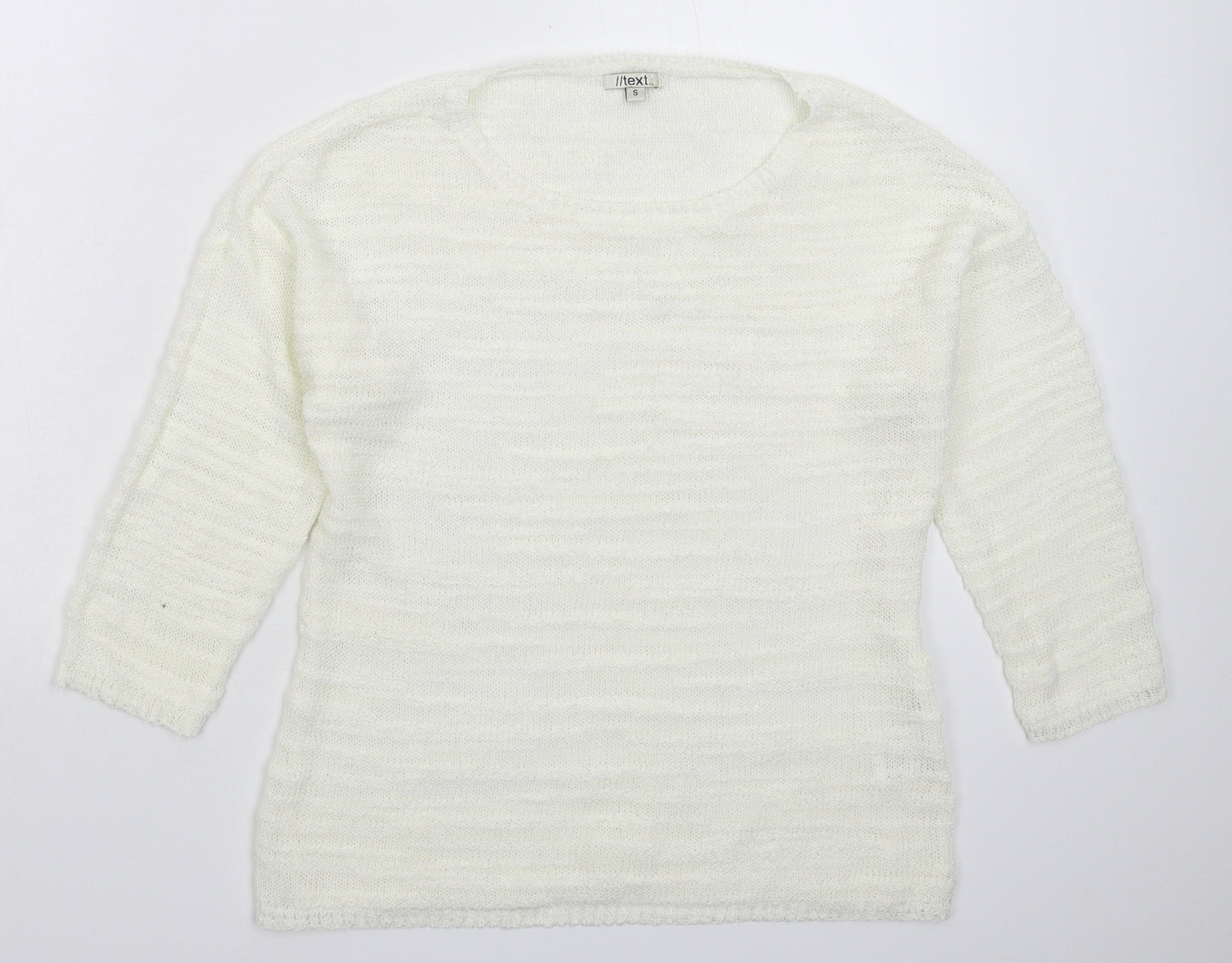 Text Womens White  Knit Pullover Jumper Size S