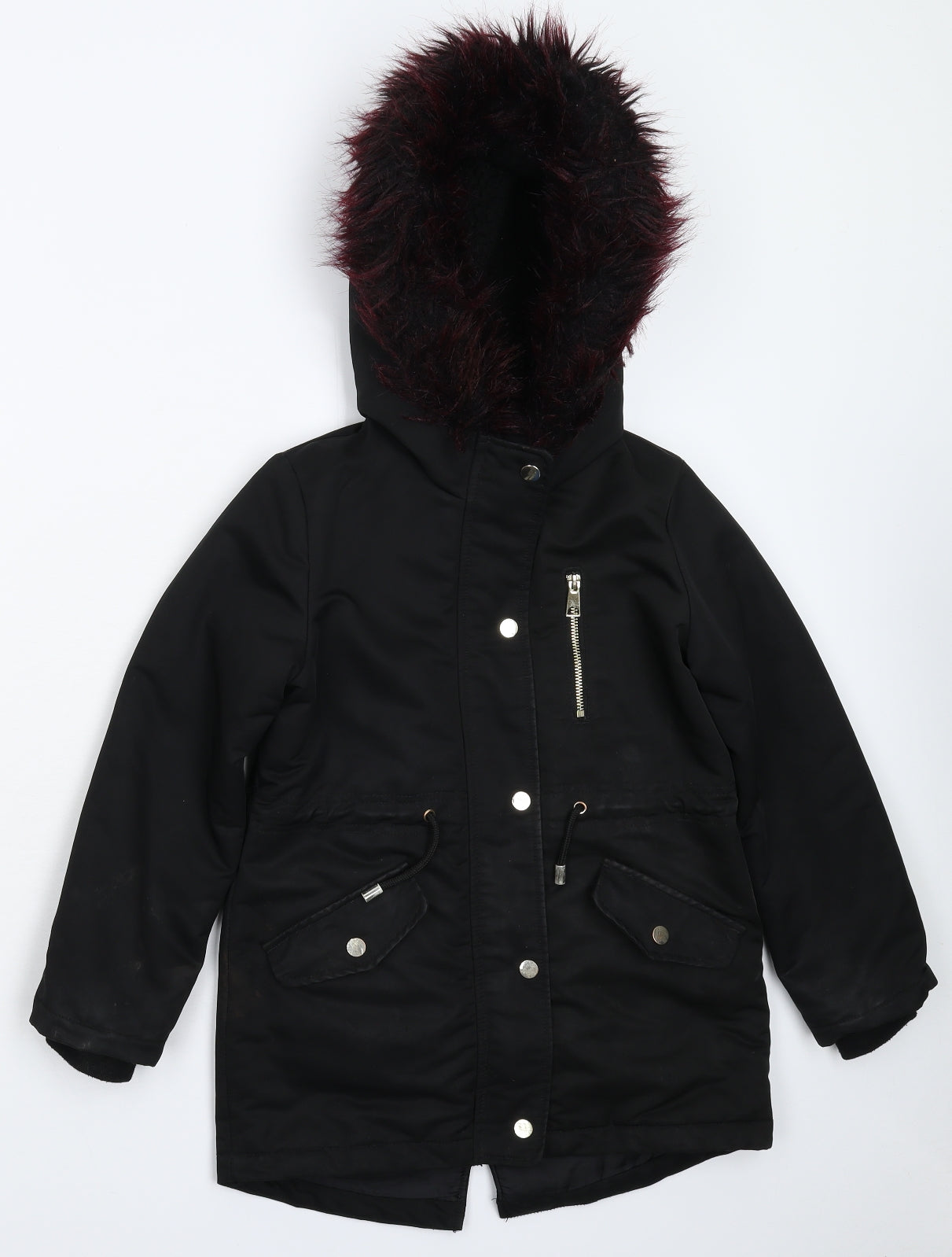 F&F Girls Black   Parka Coat Size 8-9 Years