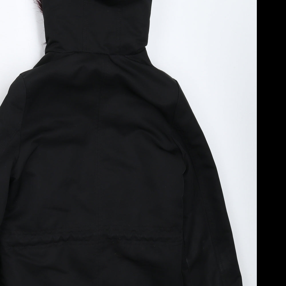 F&F Girls Black   Parka Coat Size 8-9 Years
