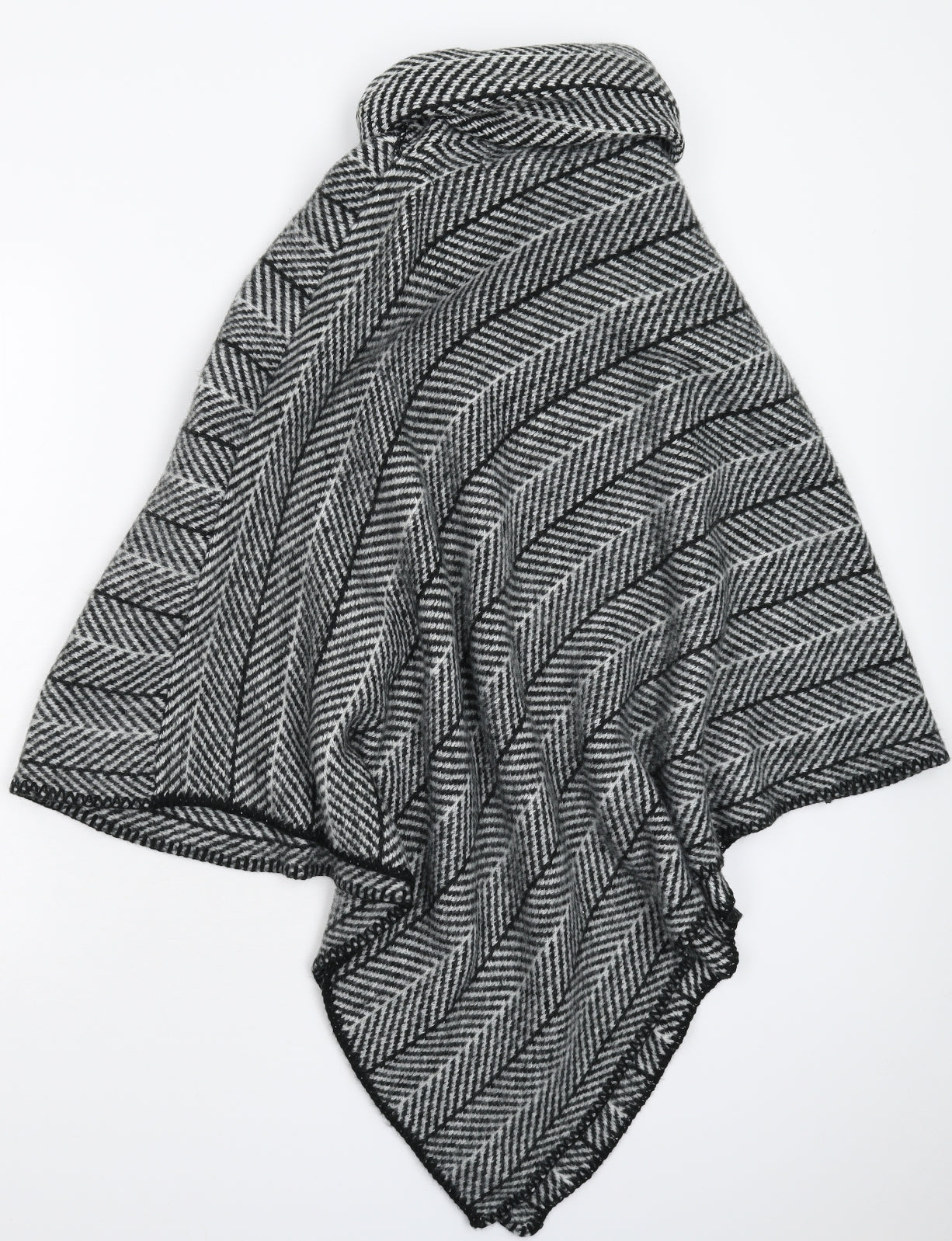 W Collection Womens Grey Striped Knit Jacket Poncho One Size