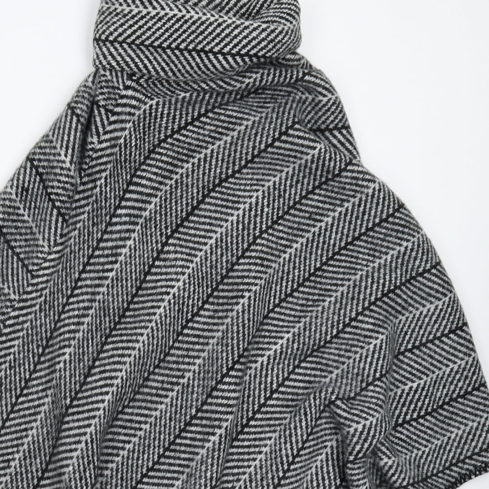 W Collection Womens Grey Striped Knit Jacket Poncho One Size