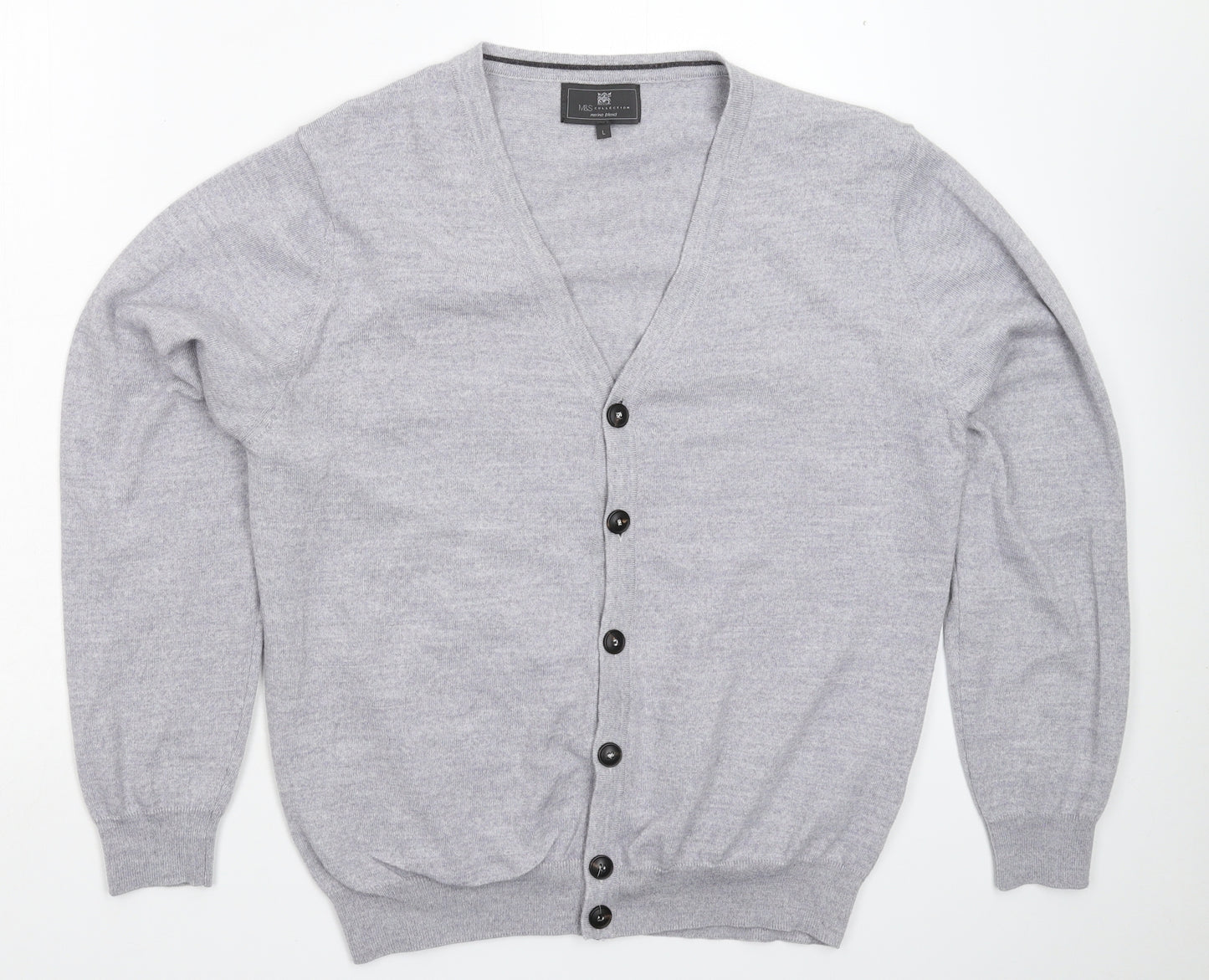 Marks and Spencer Mens Grey  Knit Cardigan Jumper Size L